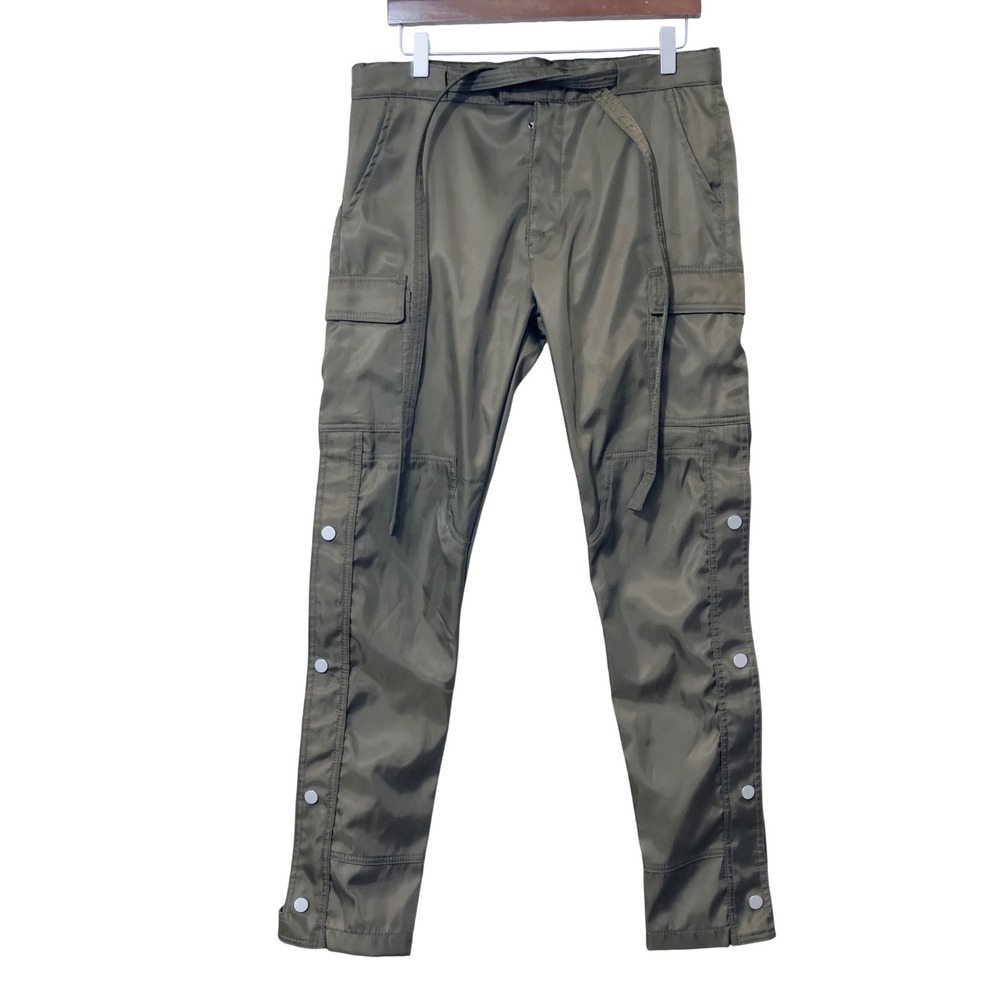 mnml Mens Snap Cargo Pants 29 Olive Green Nylon Streetwear Tactical Gorpcore